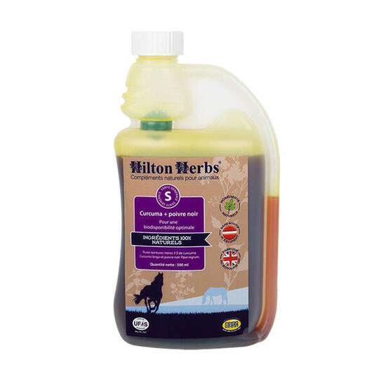 Locomotion et digestion cheval, chien Curcuma + Poivre noir Hilton Herbs 500mL