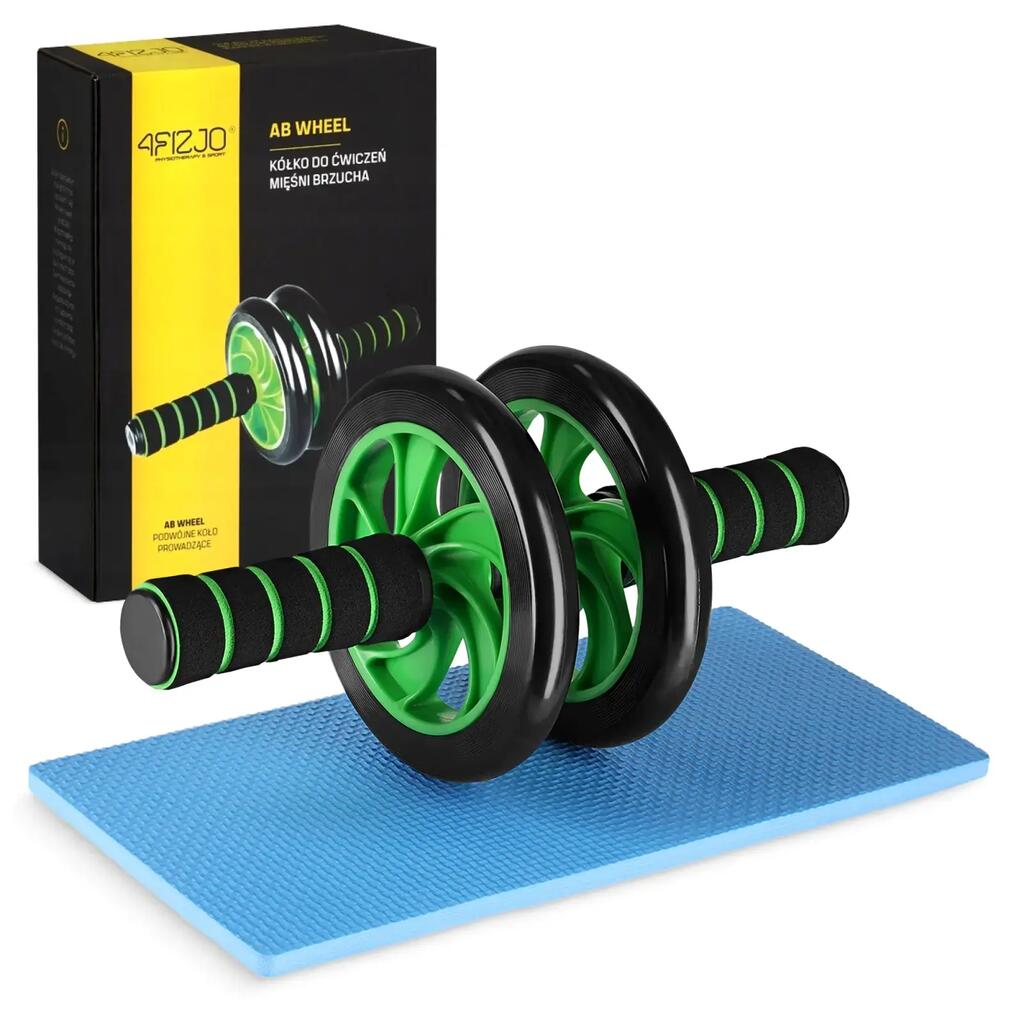 Колело за коремни преси AB Wheel 4FIZJO, гума, стомана, 100 кг, черно зелено