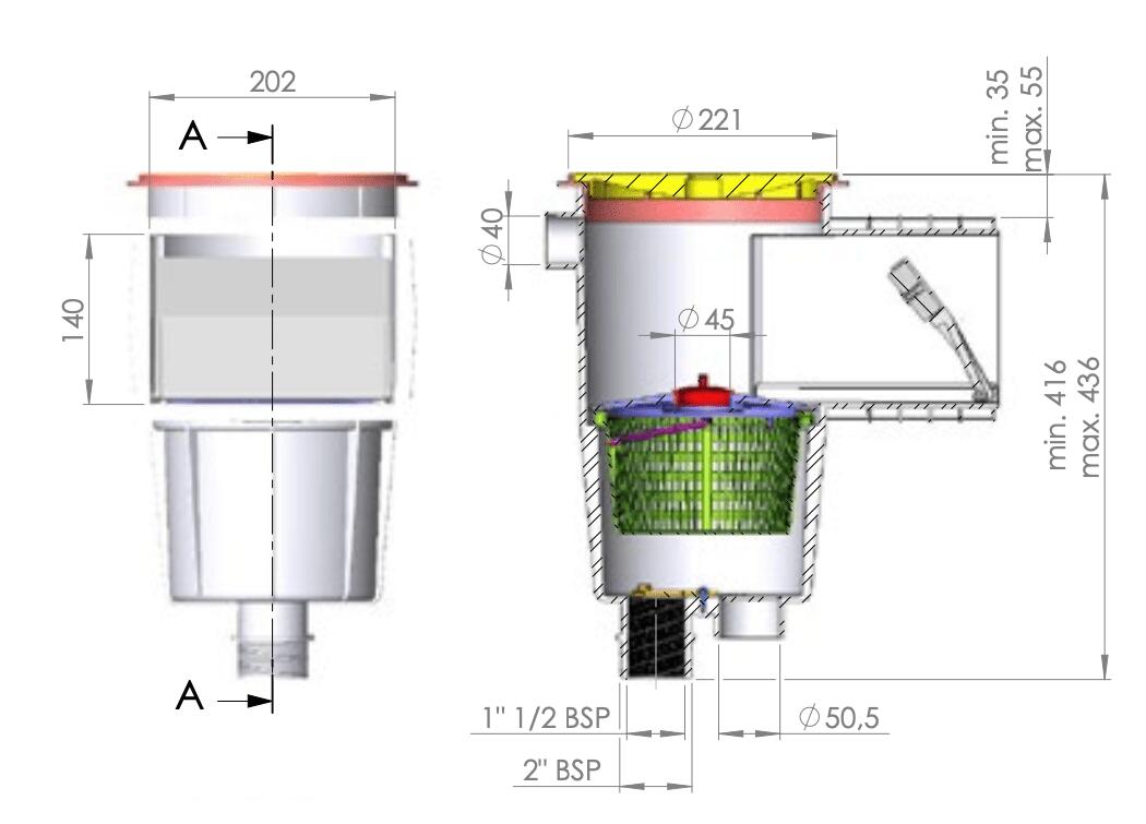 Skimmer Estándar EcoPool Concrete 2/3