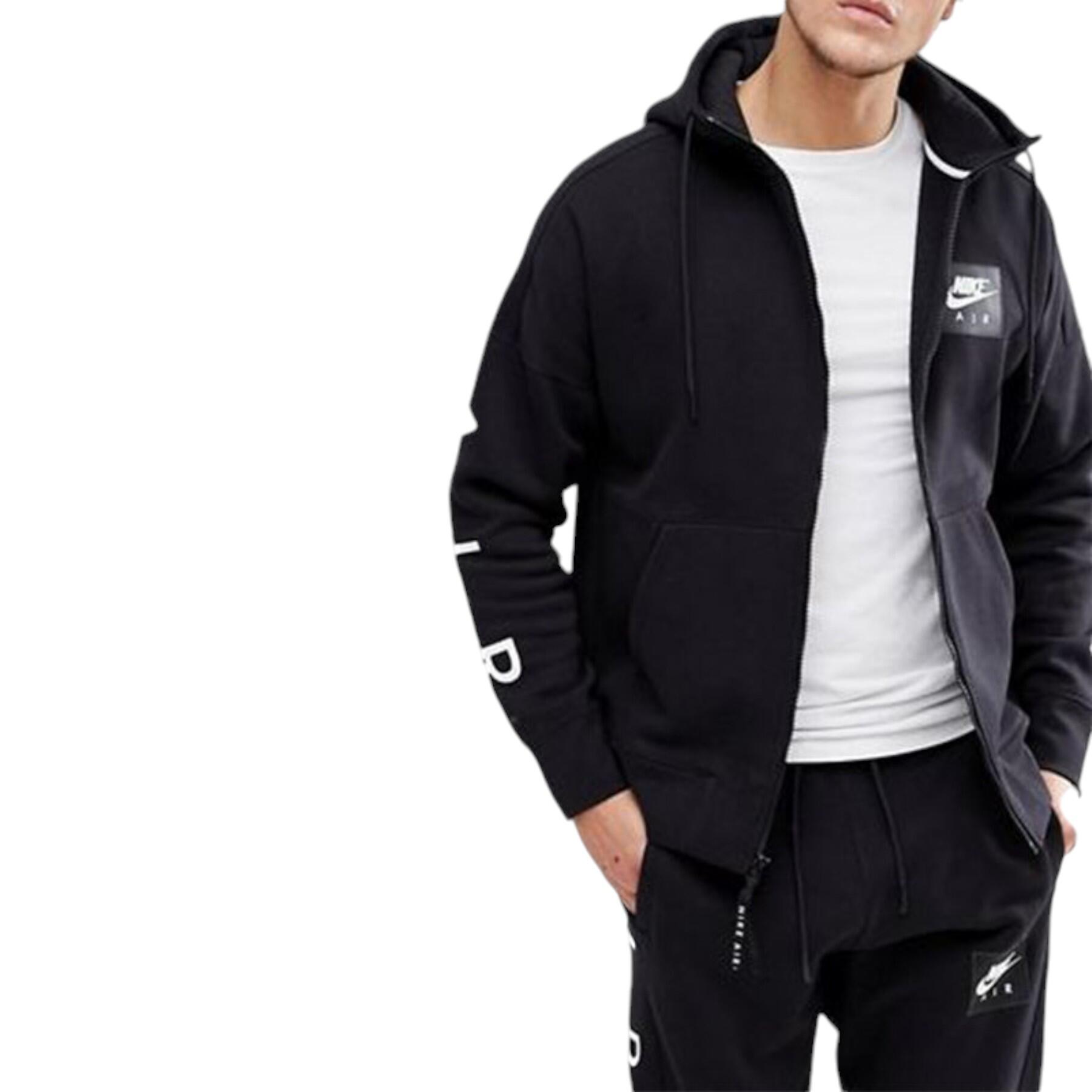 NIKE AIR 886044 Mens Tracksuits Fleece Club Zip Arm Print Hoodie and Joggers 2/7