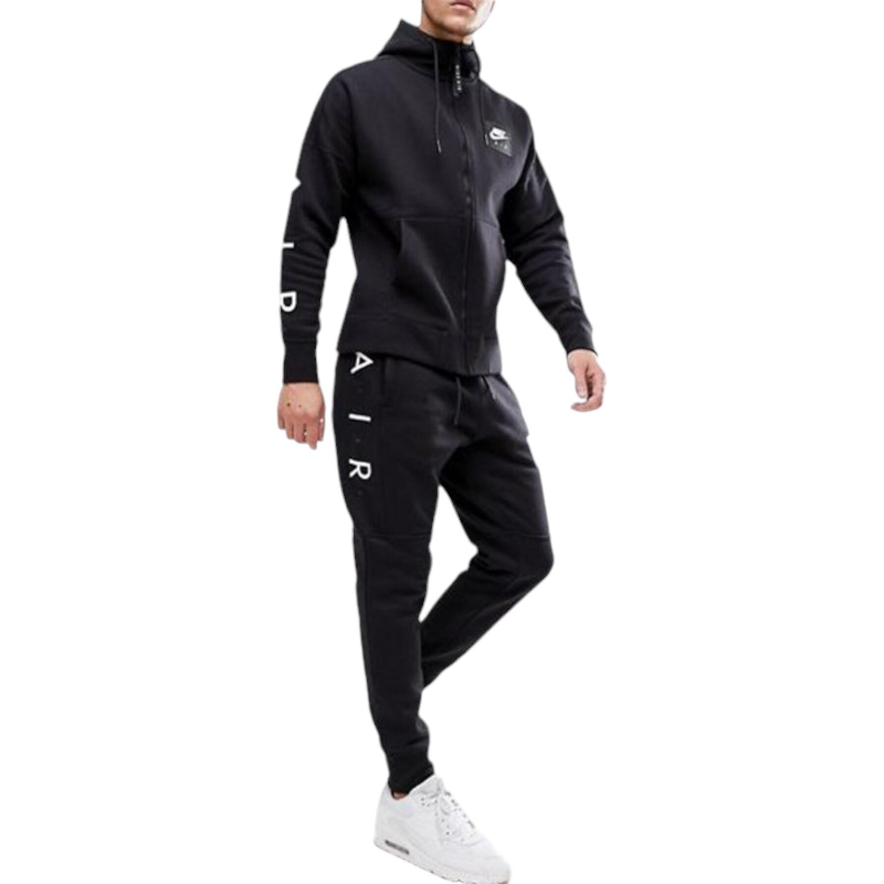 NIKE AIR 886044 Mens Tracksuits Fleece Club Zip Arm Print Hoodie and Joggers 1/7