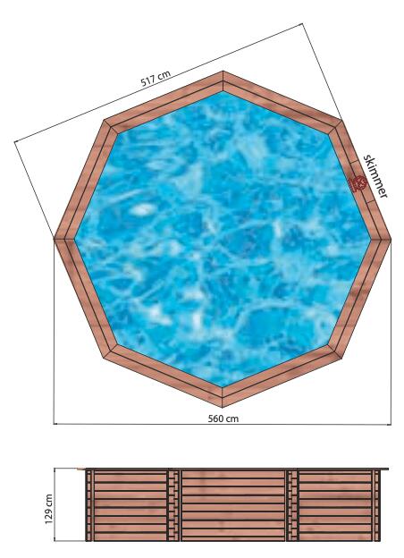 Piscine élevée / enterrée - bois (rond) - Bermuda D560cm (20,07m3) 2/3