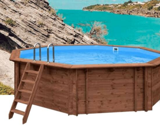 Piscine élevée / enterrée - bois (rond) - Bermuda D560cm (20,07m3)