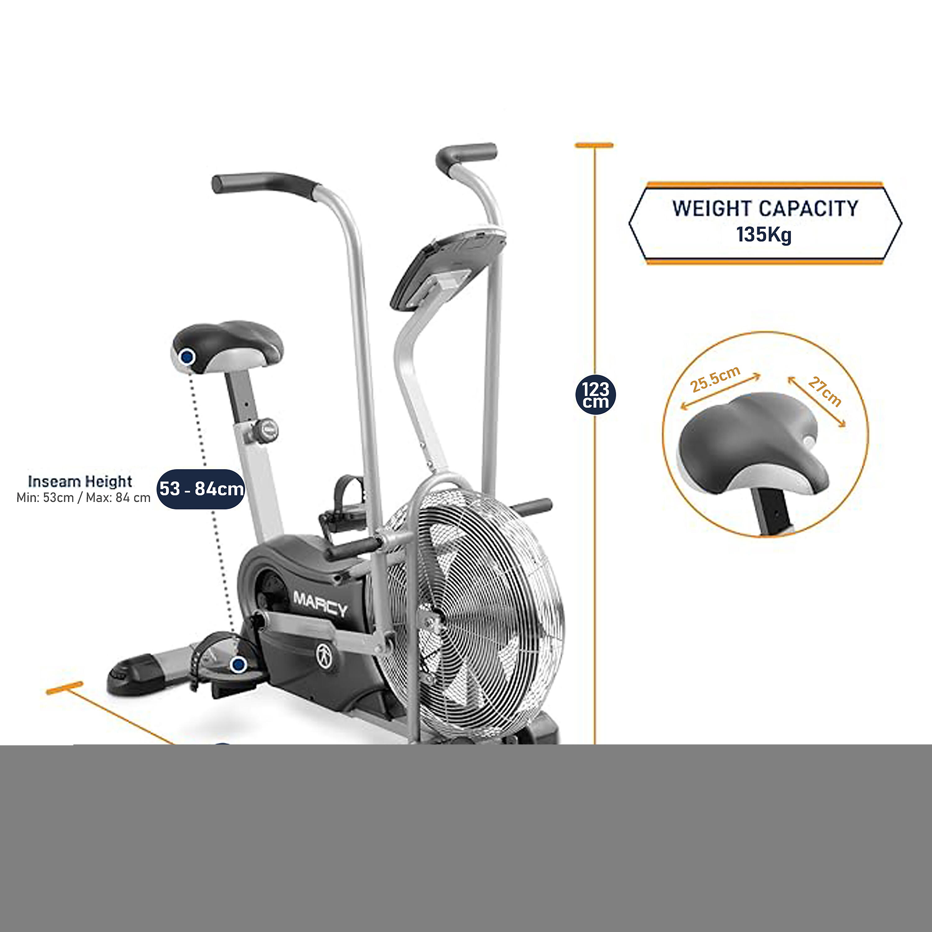 MARCY DELUXE AIR 1 FAN EXERCISE BIKE 4/6