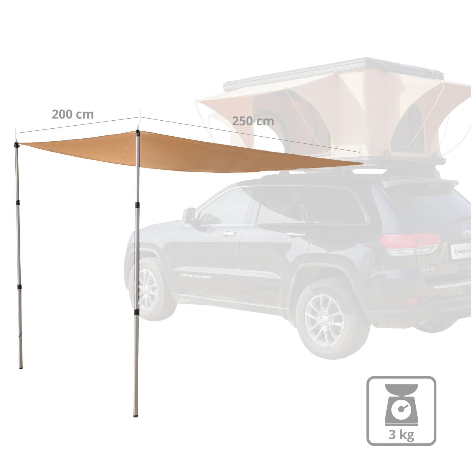 Rooftop Tarp Pour tente de toit Voile d'ombrage Camping Tente 2/5