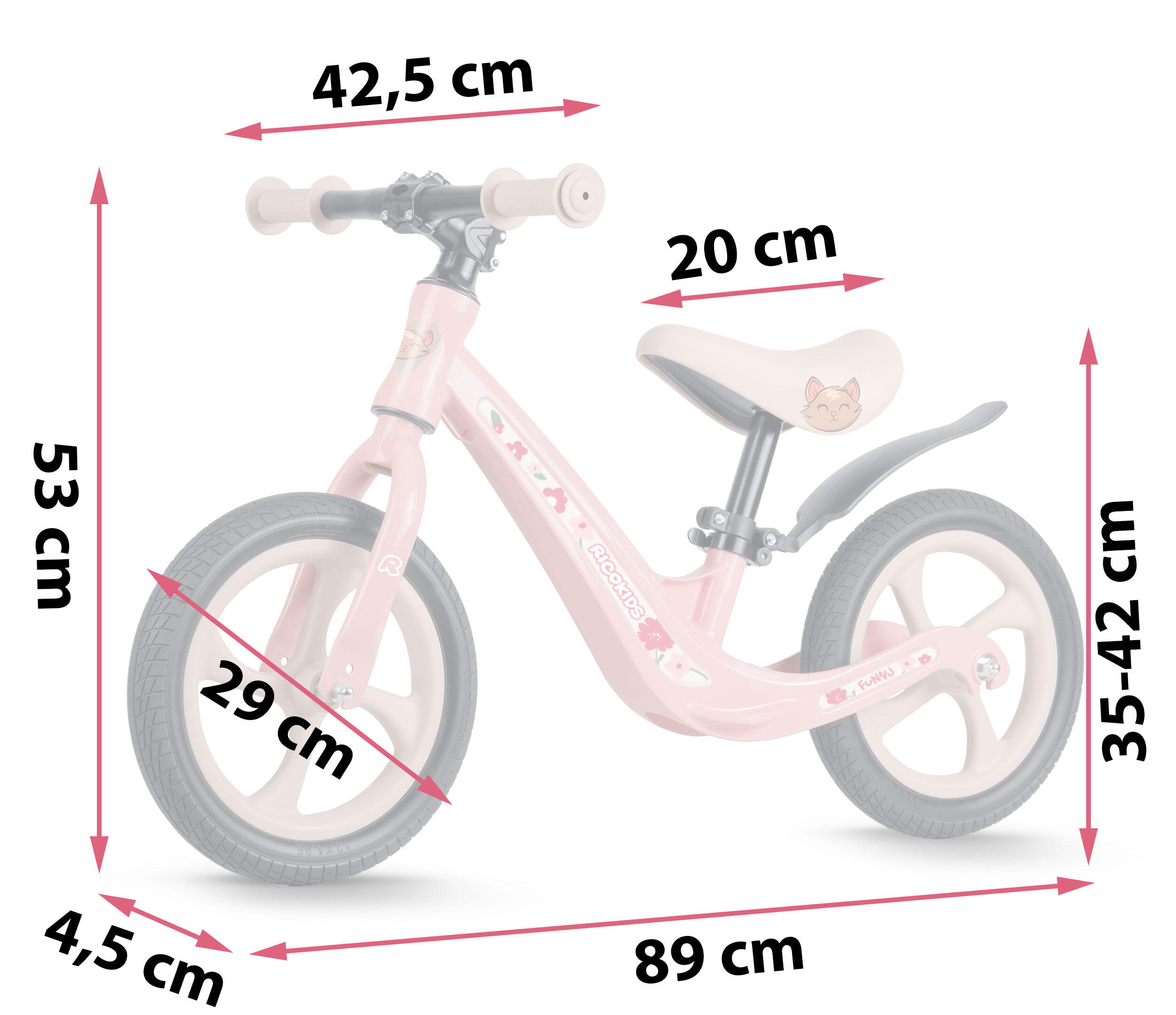 RICOKIDS Laufrad Lauflernrad Fahrrad Kinderrad höhenverstellbar EVA 12 Zoll 7/7