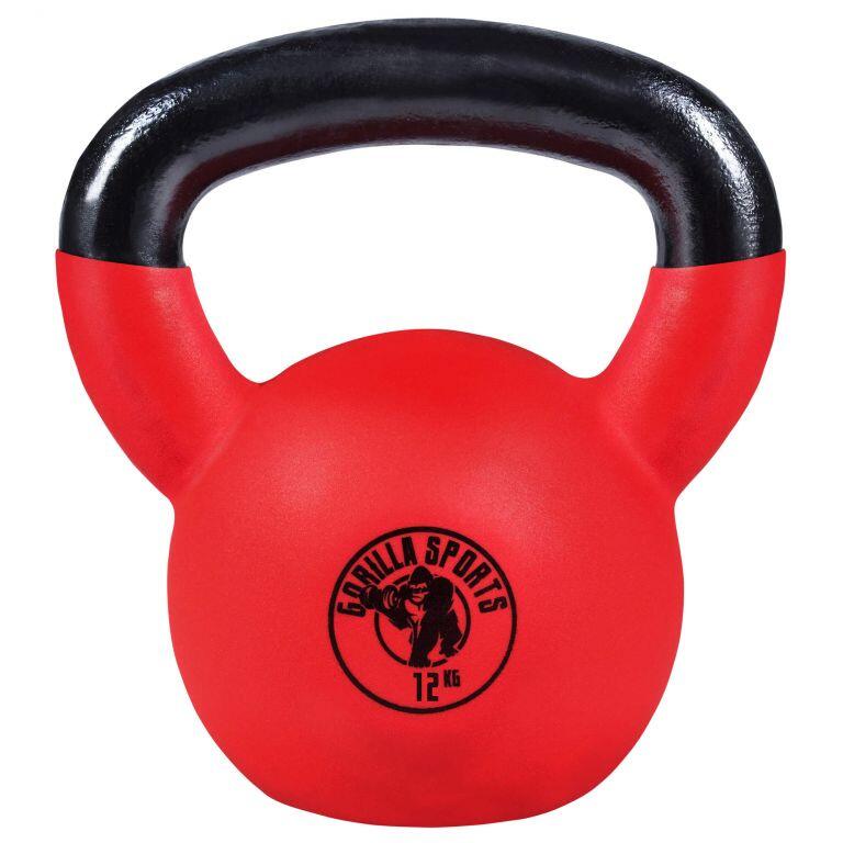 Gorilla Sports - Kettlebell Fonte Avec Revêtement Néoprène | Musculation | Au Choix De 2kg À 32kg - Kettlebell - Noir|rouge - 12 Kg - Decathlon