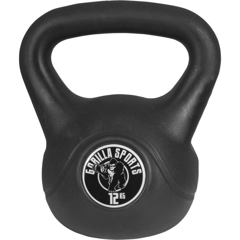 Gorilla Sports - Kettlebell Noir Avec Revêtement Plastique | Musculation| Au Choix De 2kg À 20kg - Kettlebell - Noir - 12 Kg - Decathlon