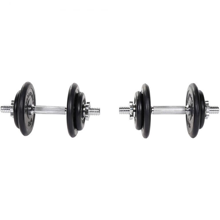KIT HALTÈRES COURT DE 20KG AVEC DISQUES REVÊTEMENT CAOUTCHOUC | MUSCULATION