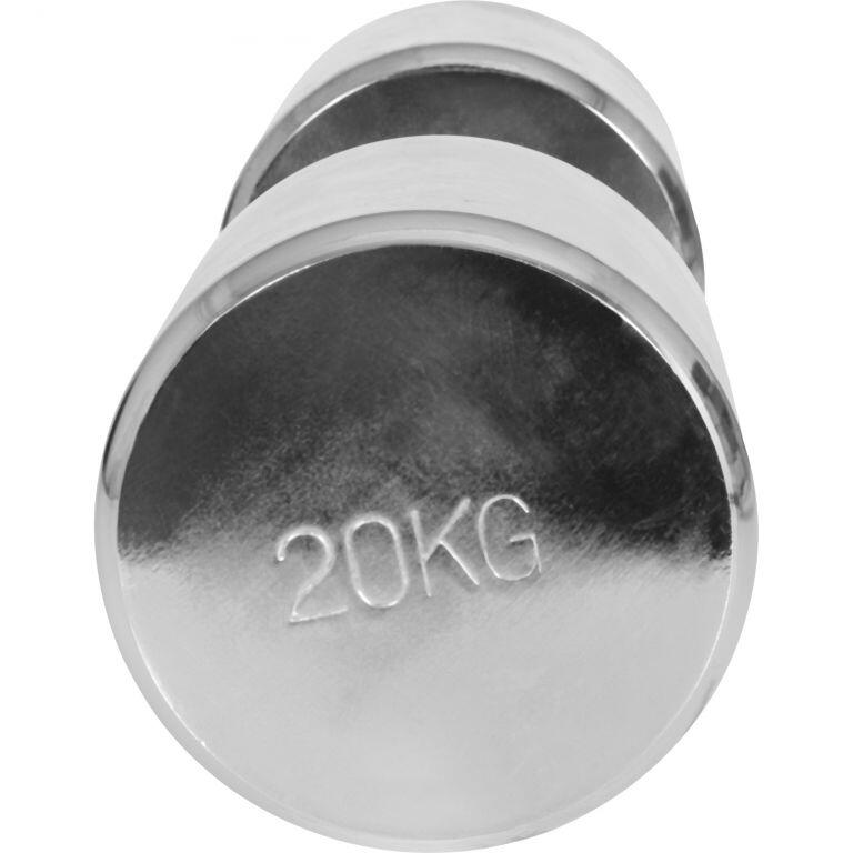 Jednoruční činka - posilování - ergonomická, pochromovaná 20 kg - činka 6/7
