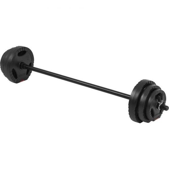 KIT AÉROBIC 20KG | DISQUES PLASTIQUE AVEC POIGNÉES BARRE 120CM | MUSCULATION