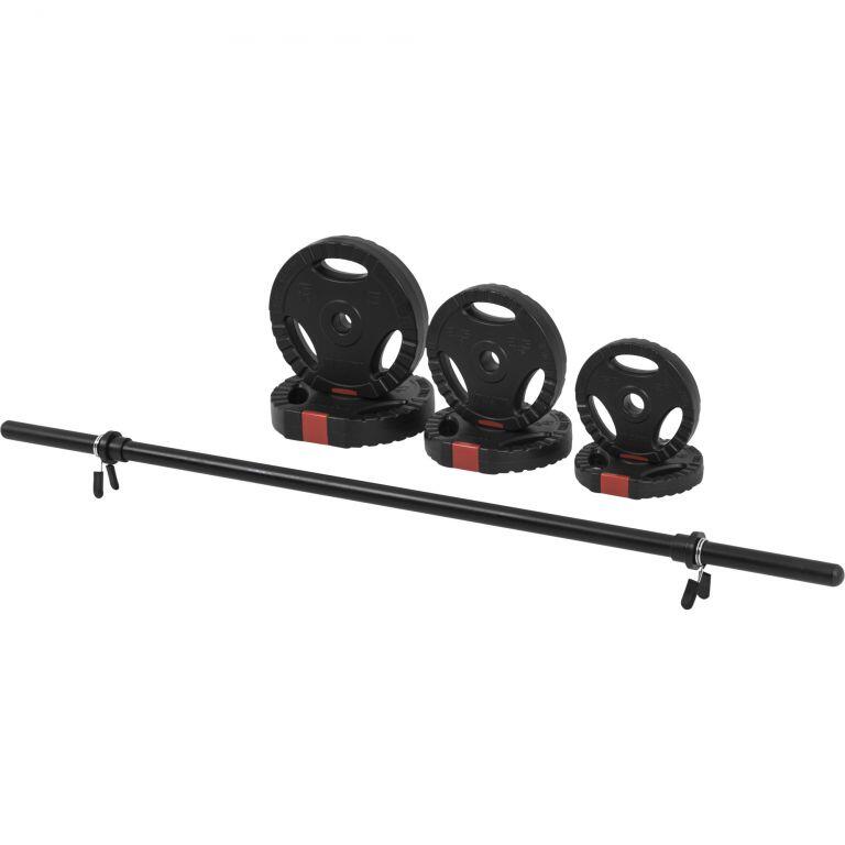 KIT AÉROBIC 20KG | DISQUES PLASTIQUE AVEC POIGNÉES BARRE 120CM | MUSCULATION 3/7