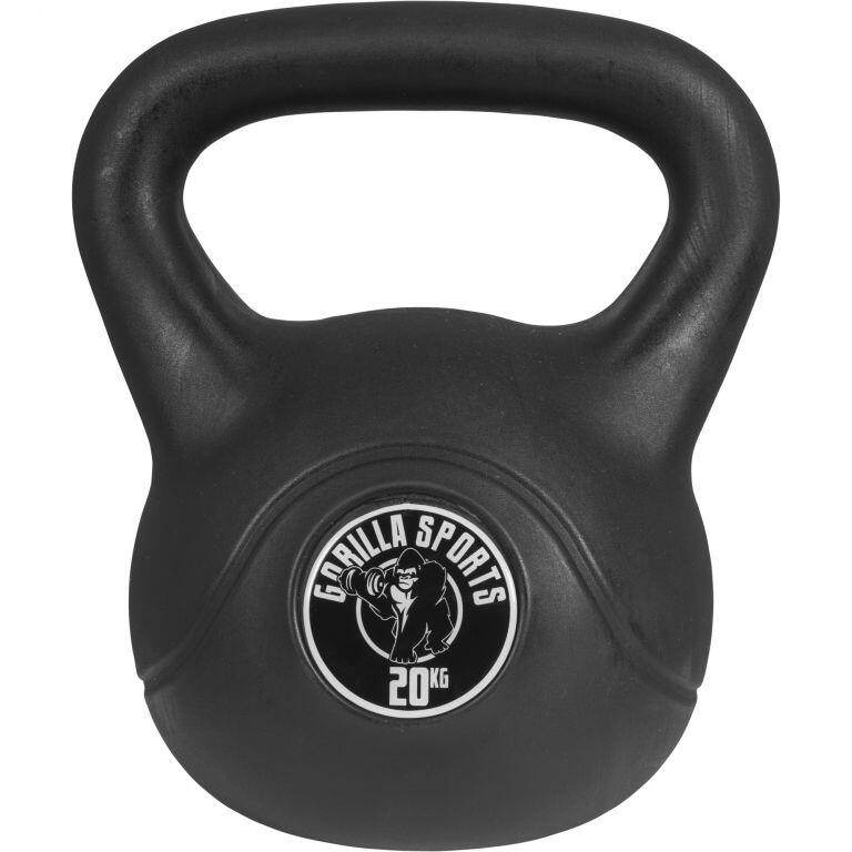 GORILLA SPORTS Kettlebell Gorilla Sports Negro Revesitmento Plástico