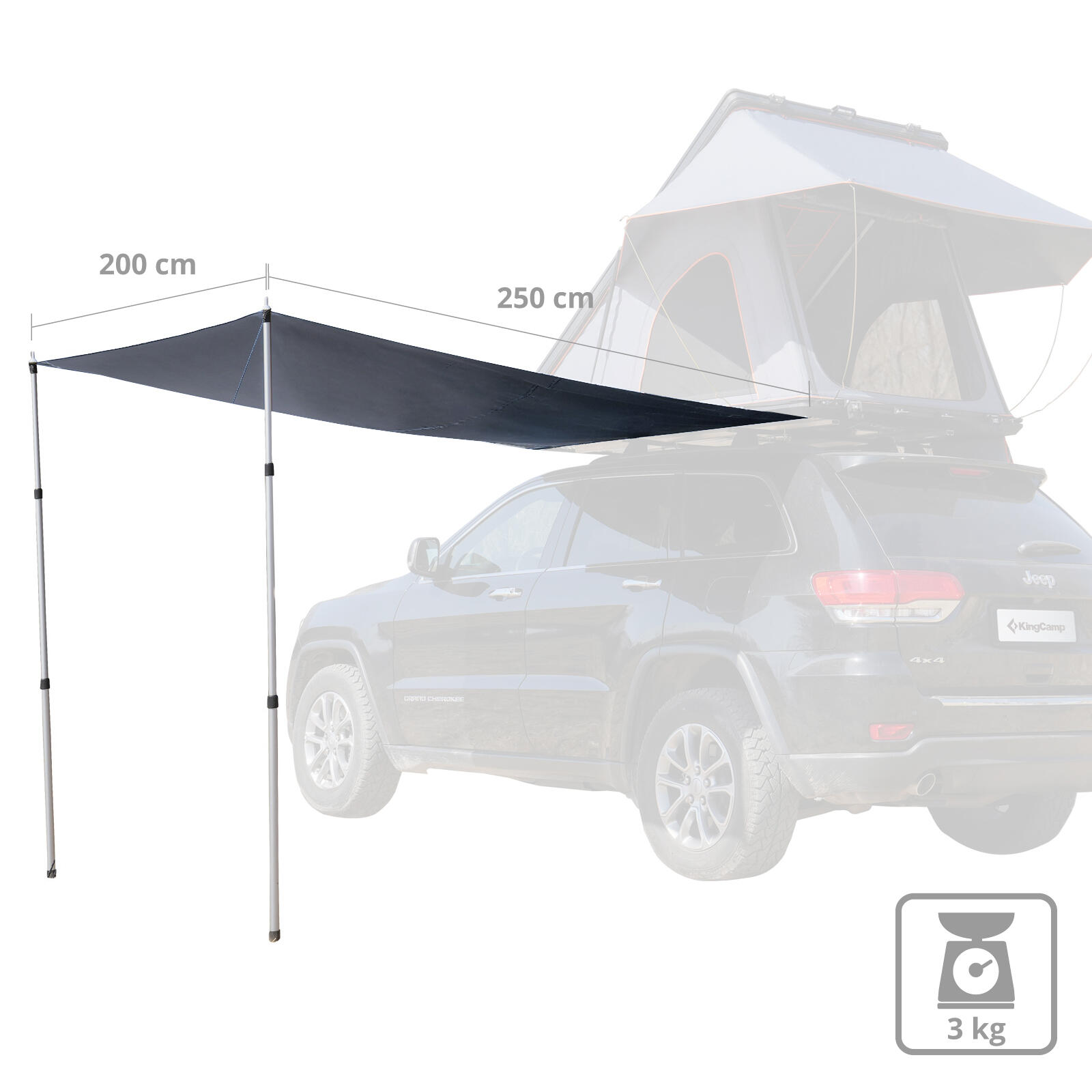 Rooftop Tarp Pour tente de toit Voile d'ombrage Camping Tente 2/5