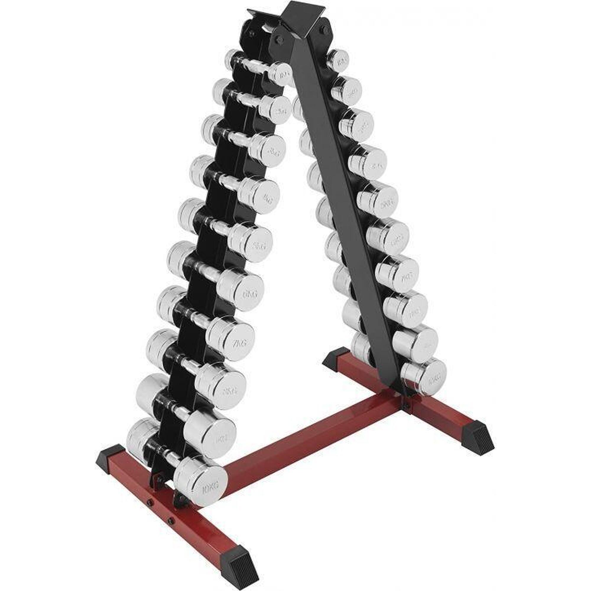 RACK DE RANGEMENT POUR HALTERES CHROMÉS | MUSCULATION