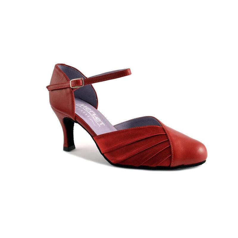 NILYA - Sapato de salão de baile de couro com calcanhar direito