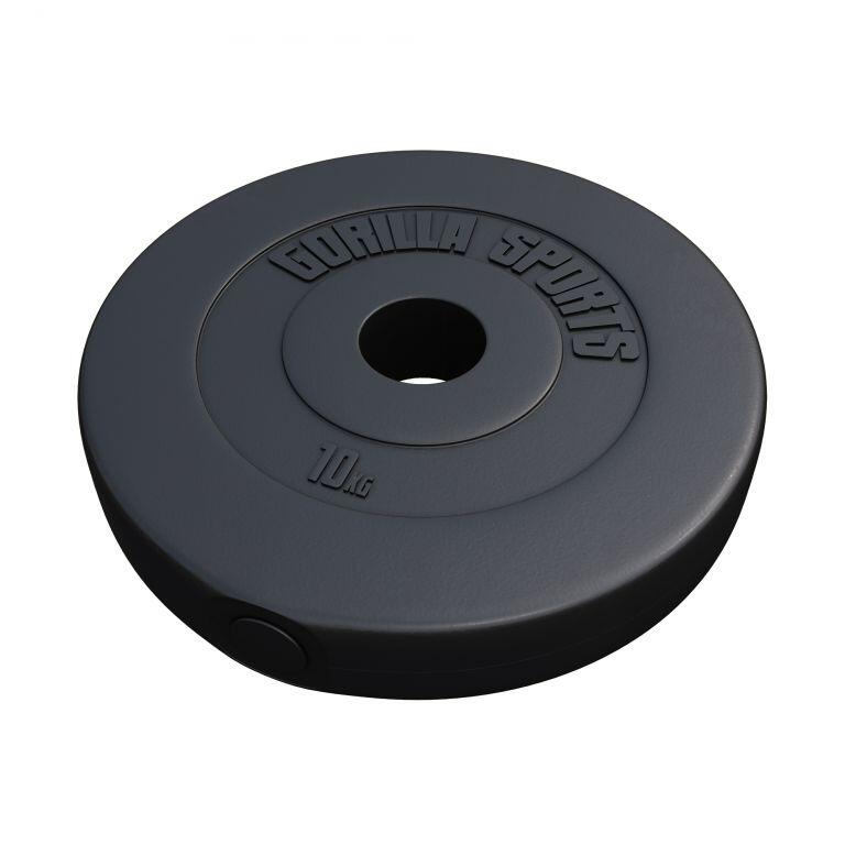 Gorilla Sports - Disque En Plastique De 1,25kg À 15 Kg - 50/51mm - Poids De Musculation - Noir - 10 Kg - Decathlon