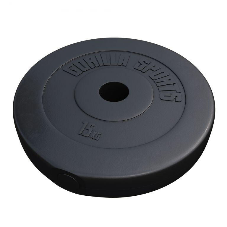 Gorilla Sports - Disque En Plastique De 1,25kg À 15 Kg - 50/51mm - Poids De Musculation - Noir - 15 Kg - Decathlon