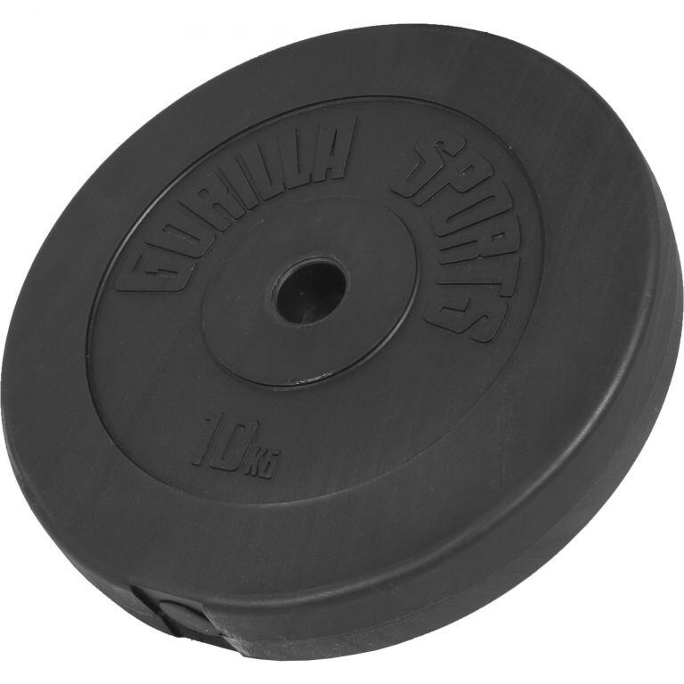 Gorilla Sports - Disque De Musculation Plastique | Diam 31mm | Au Choix De 1,25kg À 15kg - Poids De Musculation - Noir - 10 Kg - Decathlon