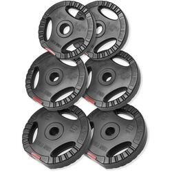 Lot de 6 disques de poids en plastique avec poignées - Poids total de 17,5 KG