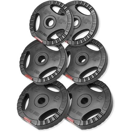 Lot de 6 disques de poids en plastique avec poignées - Poids total de 17,5 KG