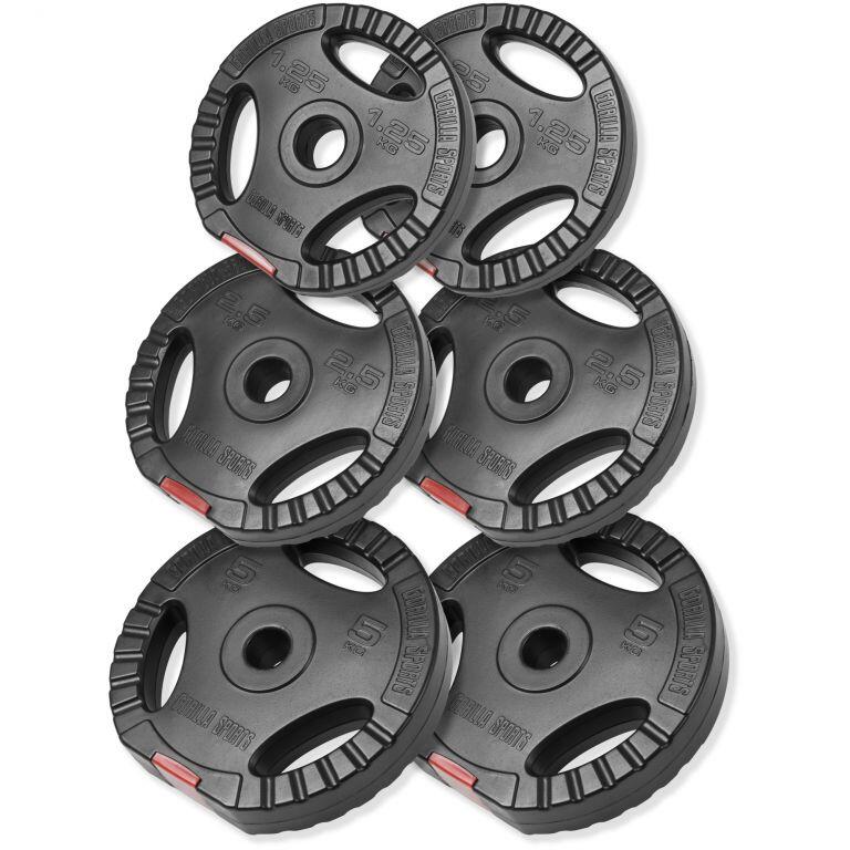 Gorilla Sports - Lot De 6 Disques De Poids En Plastique Avec Poignées - Poids Total De 17,5 Kg - Poids De Musculation - Jaune|rouge - 17,5 Kg - Decathlon