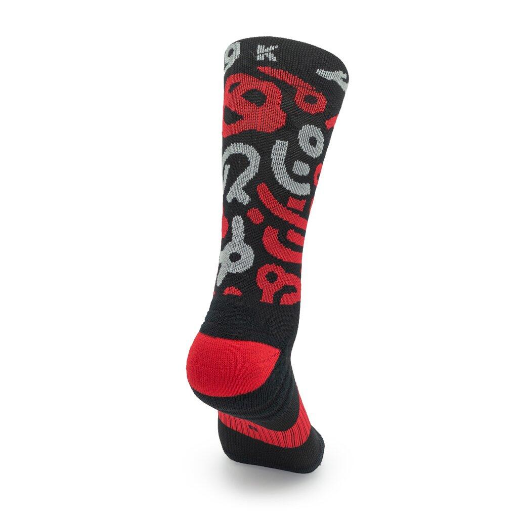 Calcetines DYSTOPIAN 1 de RUNNING (NEGRO-ROJO) de 1 hilo 4/7