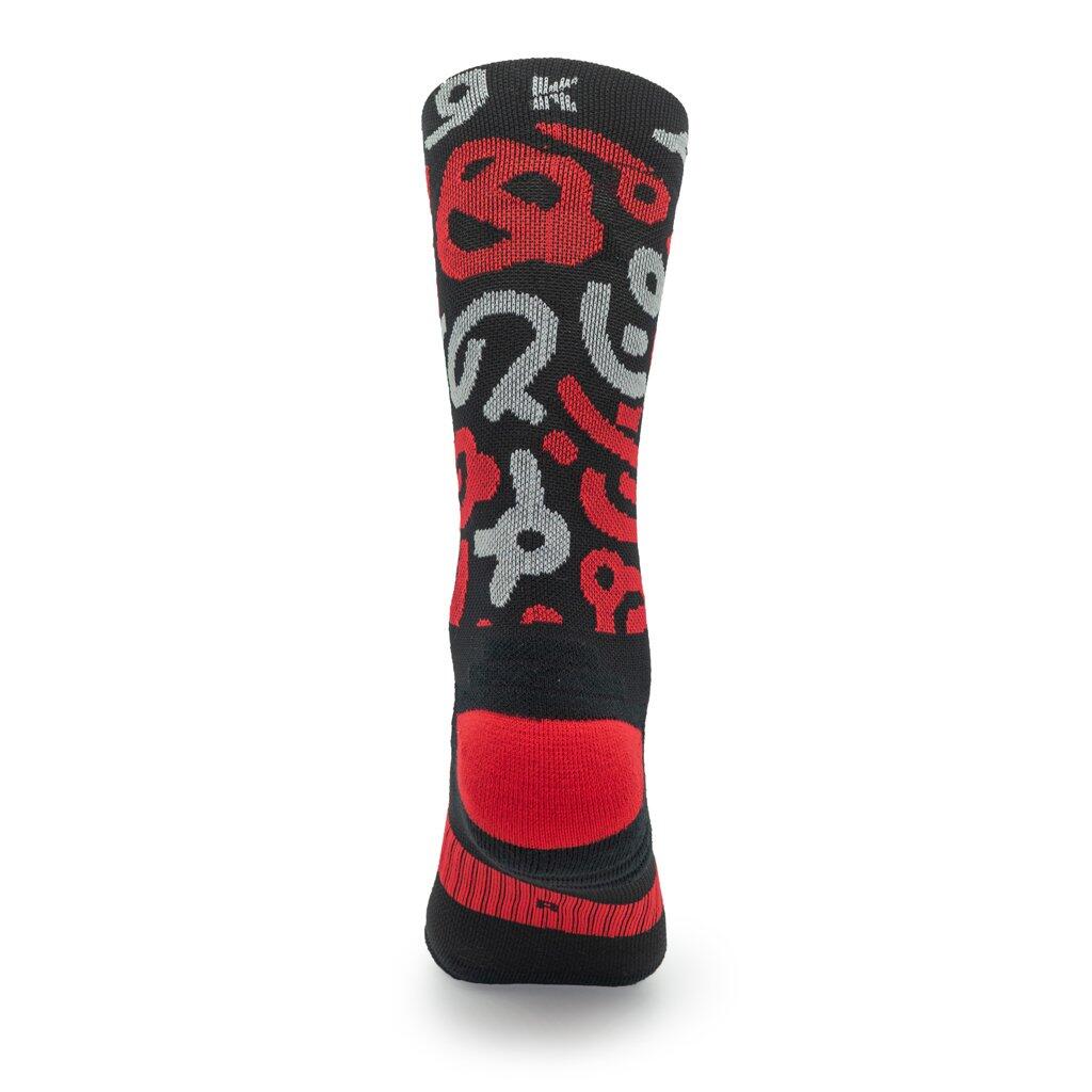 Calcetines DYSTOPIAN 1 de RUNNING (NEGRO-ROJO) de 1 hilo 3/7