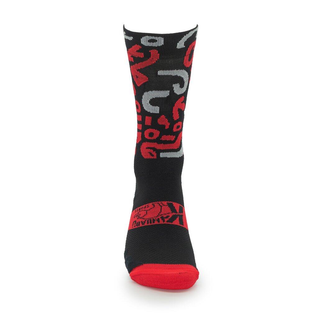 Calcetines DYSTOPIAN 1 de RUNNING (NEGRO-ROJO) de 1 hilo 2/7