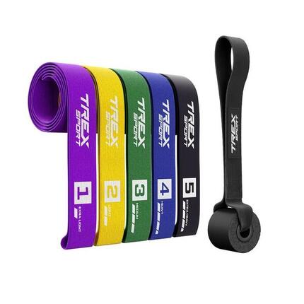 Zestaw 5 materiałowych taśm oporowych Trex Sport 2,5–25 kg, 104 cm