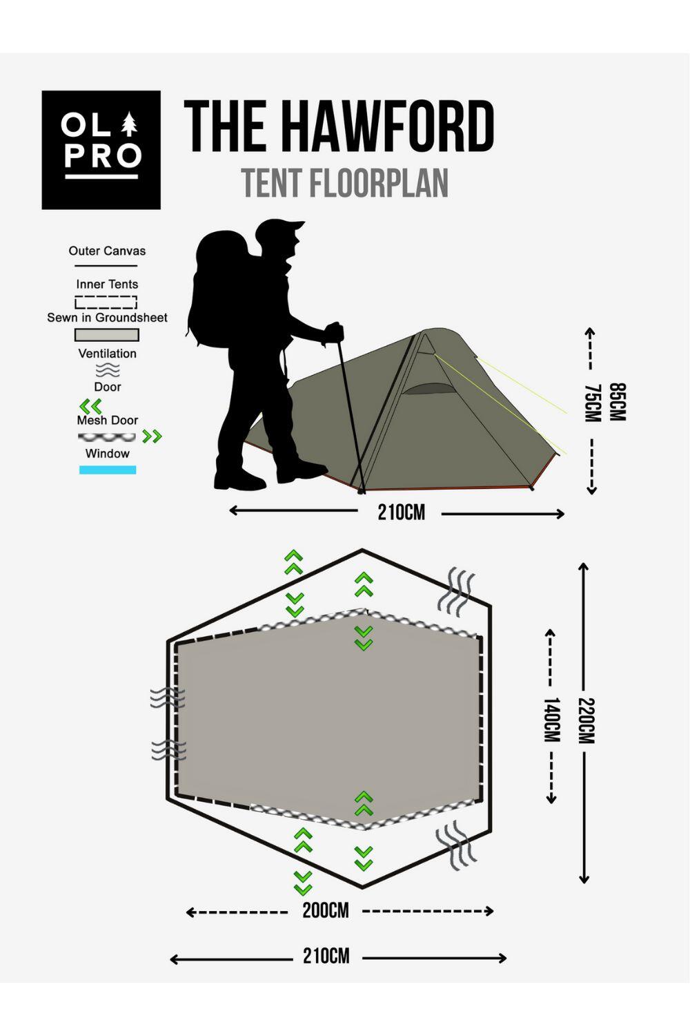 Hawford Lightweight 2 Person Tent (Ripstop) 3/7