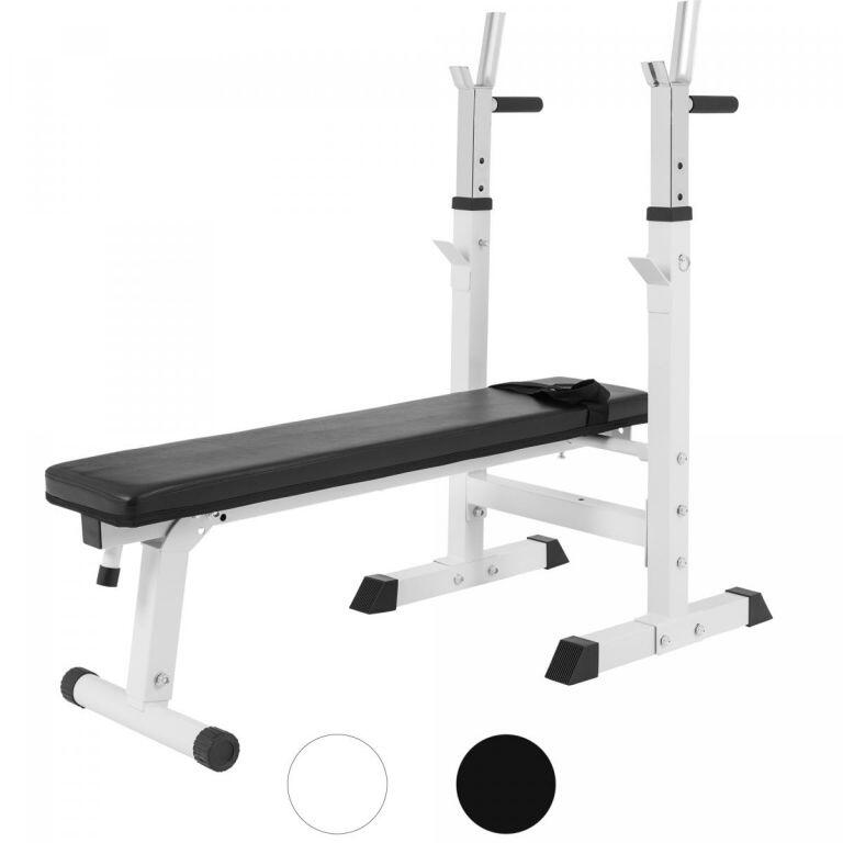 Gorilla Sports - Banc Pliable Avec Support De Barre Et Poignées À Dips | Musculation - Banc De Musculation - Blanc - Taille Unique - Decathlon
