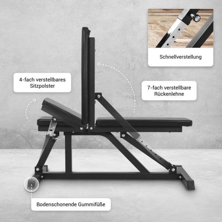 Fitnessbank - Multifunctioneel - Verstelbaar in 7 posities - Halterbank - Zwart 7/7