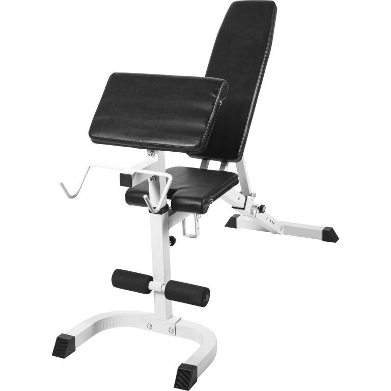 GORILLA SPORTS Fitnessbank - Wit - Curlrack - Verstelbaar - Belastbaar tot 250 kg