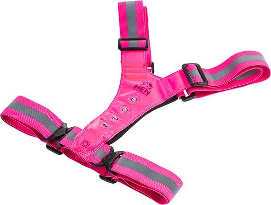 Chaleco reflectante rosa -  chaleco para correr con LED - recargable por USB-C 5/6