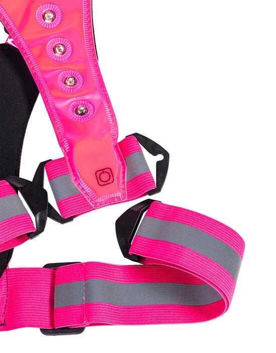 Chaleco reflectante rosa -  chaleco para correr con LED - recargable por USB-C 2/6