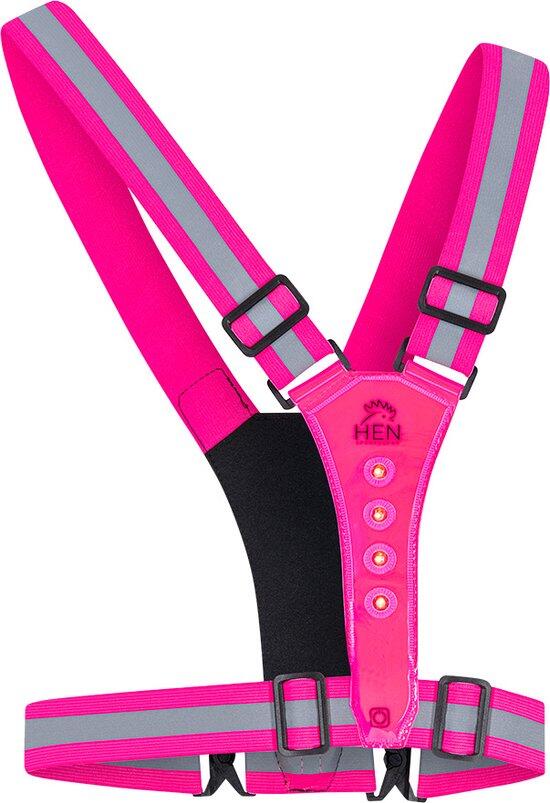 Chaleco reflectante rosa -  chaleco para correr con LED - recargable por USB-C 4/6