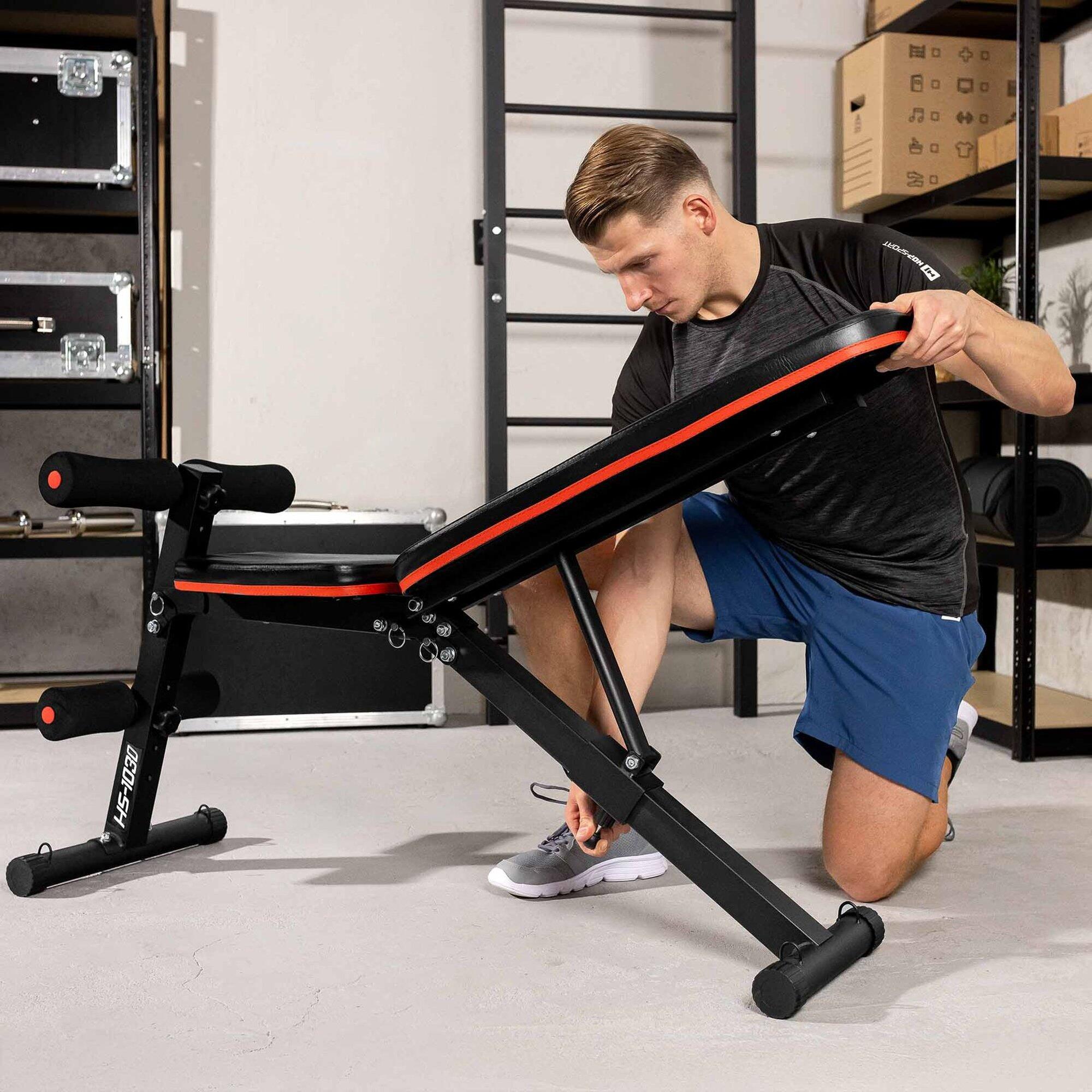 Posilovací lavice Hop-Sport s blokádou nohou a expandery 5/7