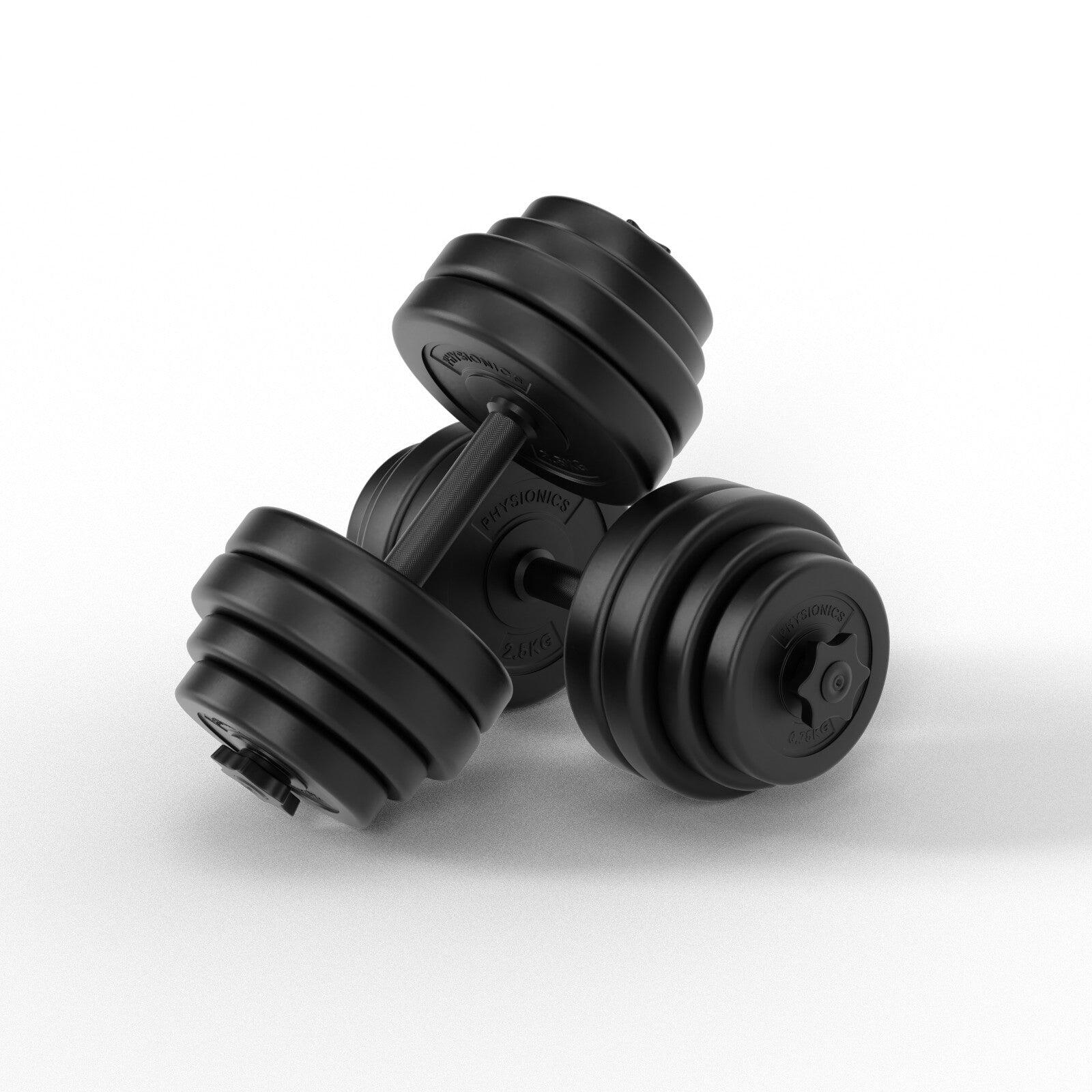 GORILLA SPORTS Physionics Dumbbell set 30 kg - 2 x 15 kg - Halter - Gewichten - 25 mm