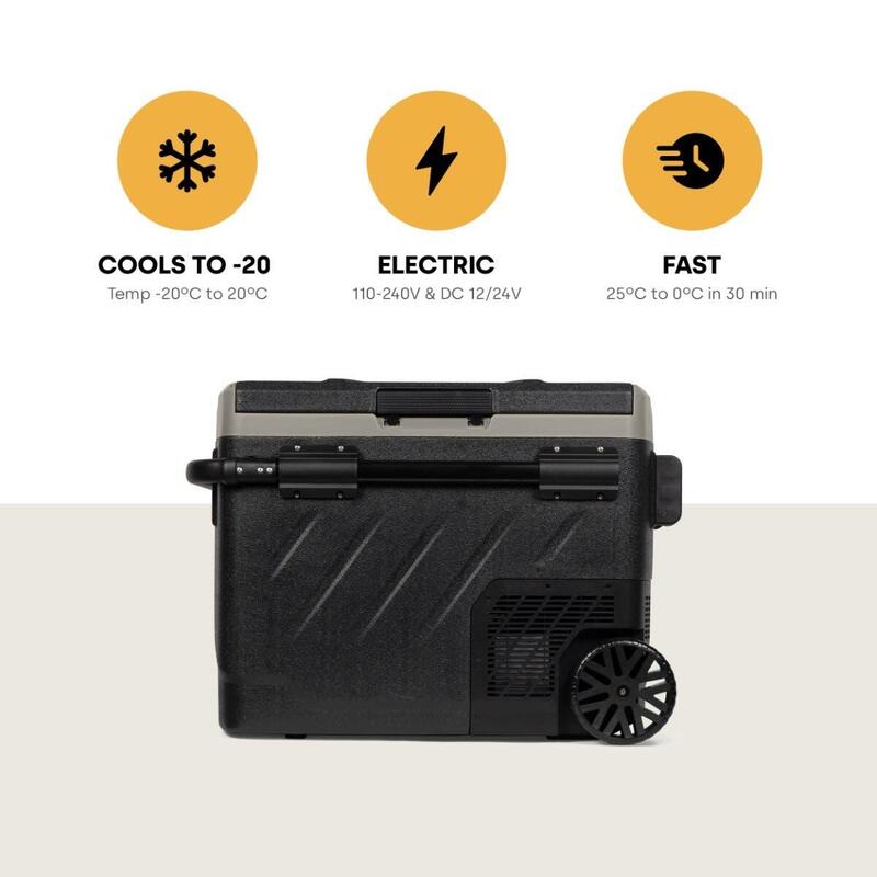 Steamy-E Dual Zone 61 Roller, Électrique Glacière à compresseur sur roues, 58L