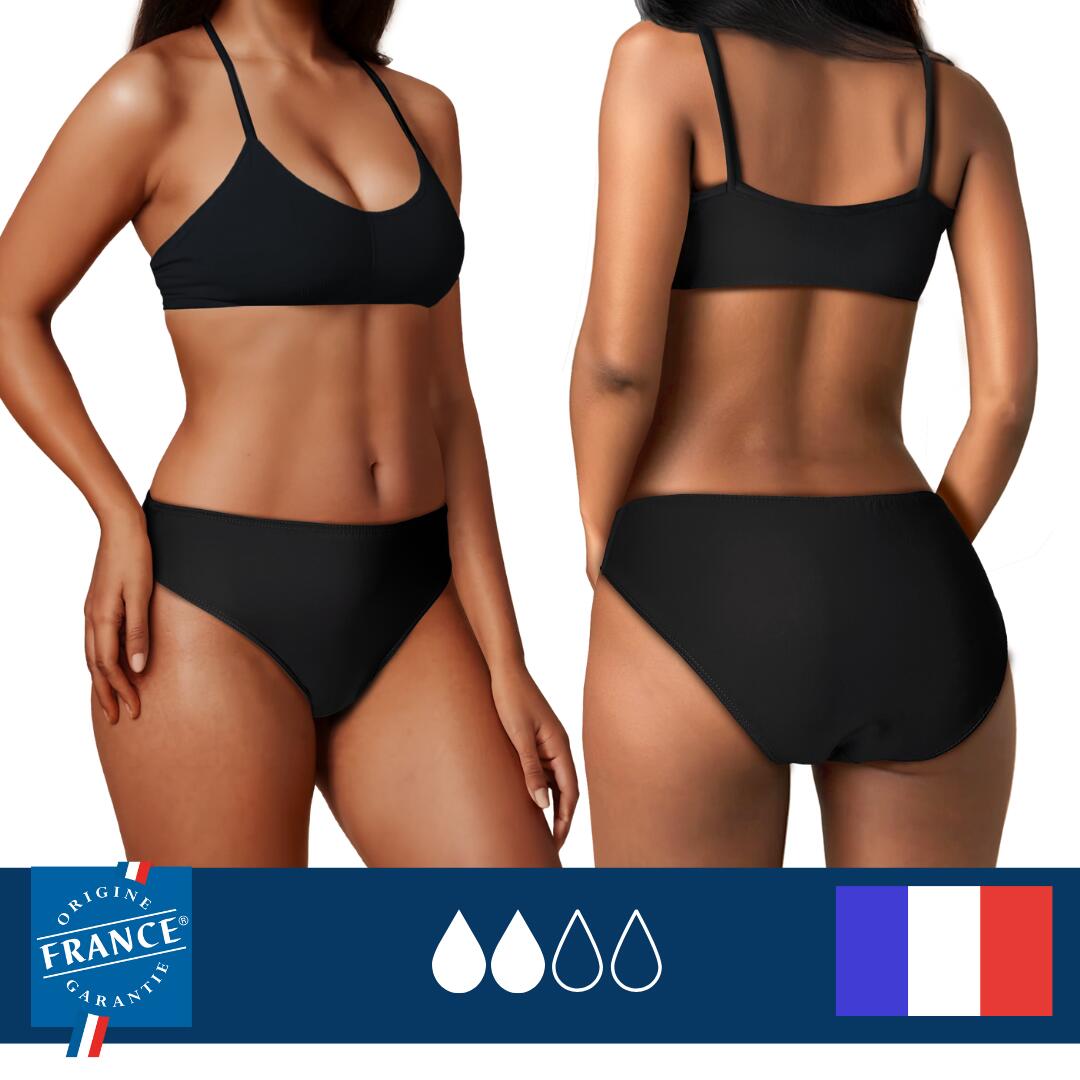 Plim Underwear - Bas De Maillot Menstruel - Flux Medium - Bas De Maillot De Bain - Noir - 38 S - Decathlon
