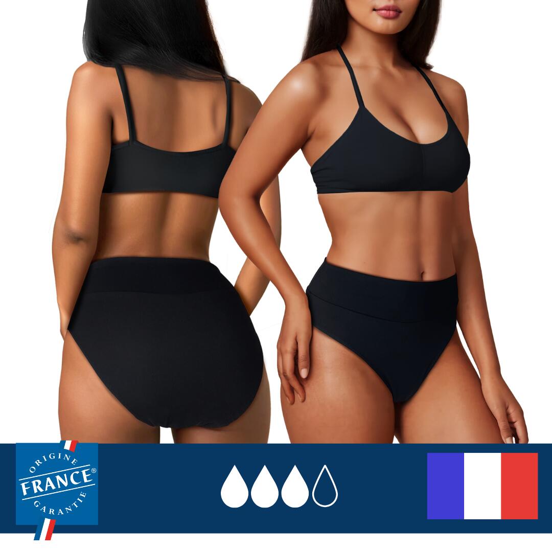 Plim Underwear - Bas De Maillot De Bain Menstruel Taille Haute - Flux Plus - Bas De Maillot De Bain - Noir - 44 L - Decathlon