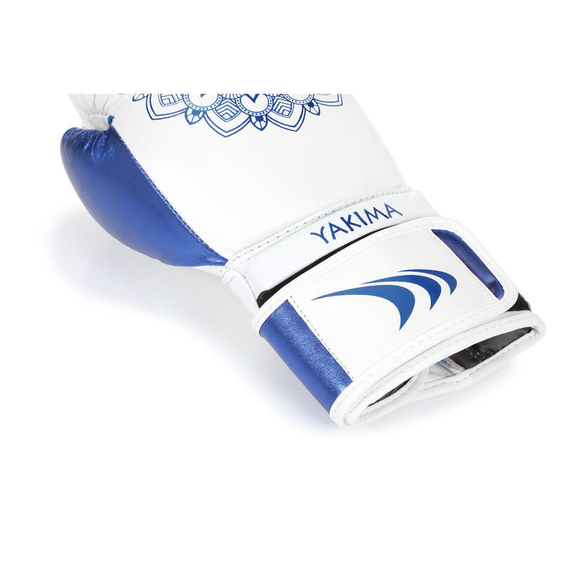 Mănuși de box pentru copii și femei Yakimasport Mandala alb/albastru