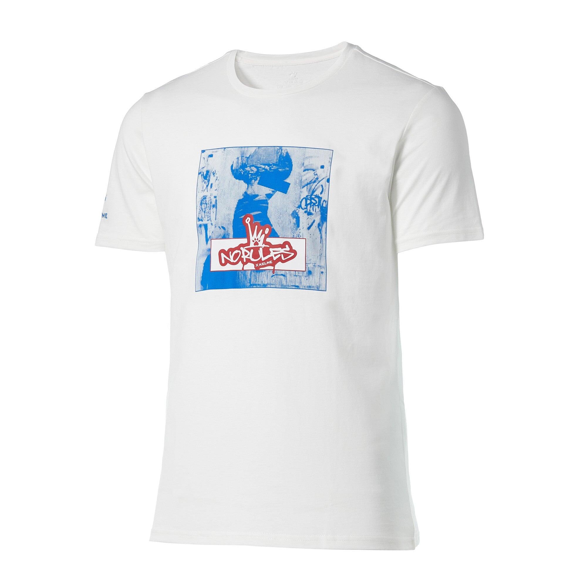 T-shirt kelme de manga curta t-shirt kelme no rules para homem em branco