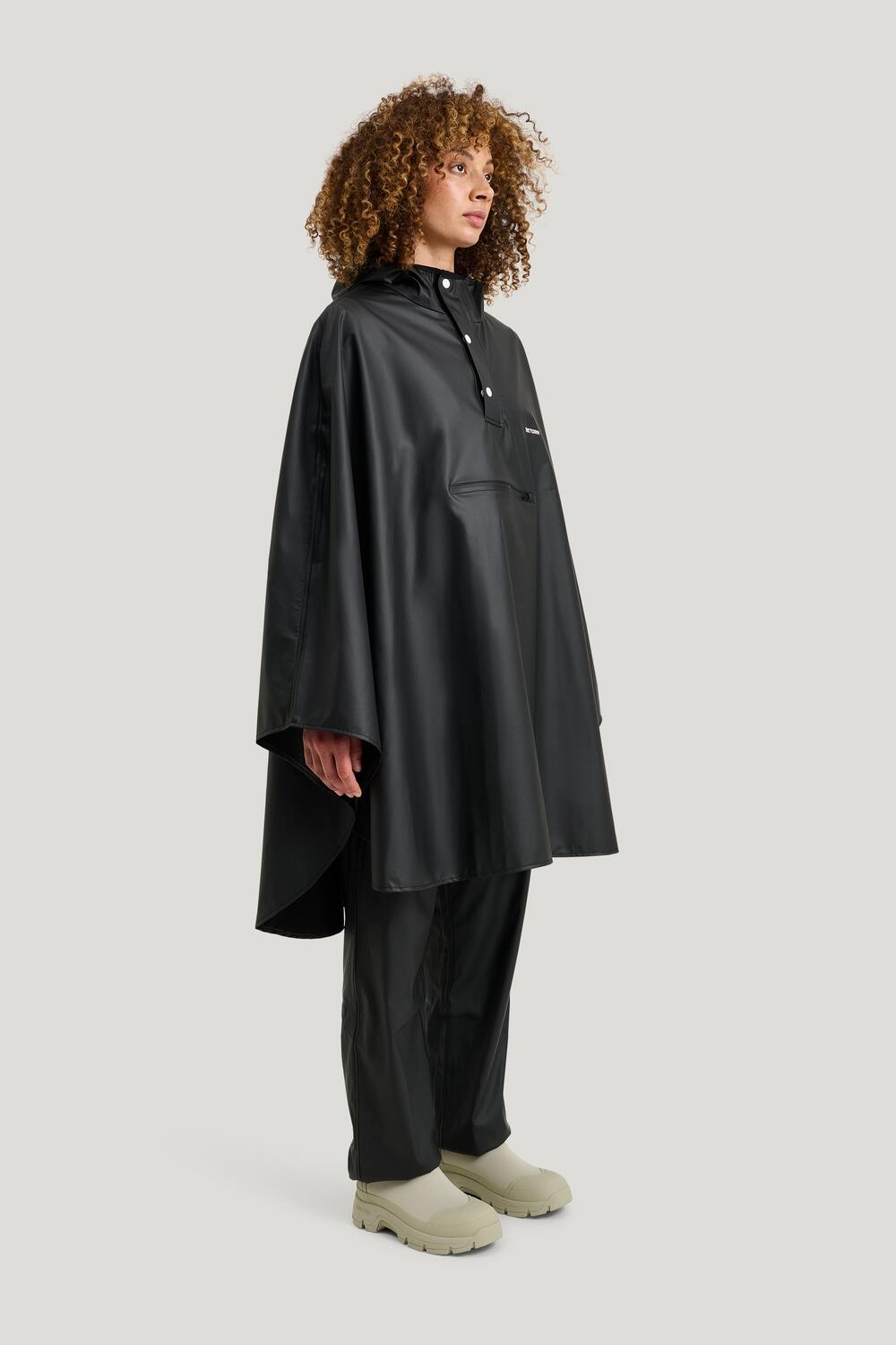 Opvouwbare Waterdichte Regenponcho PU Light Zwart 4/7