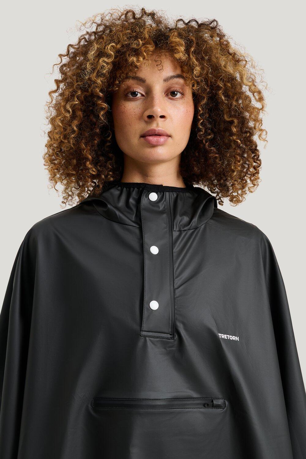Opvouwbare Waterdichte Regenponcho PU Light Zwart 7/7