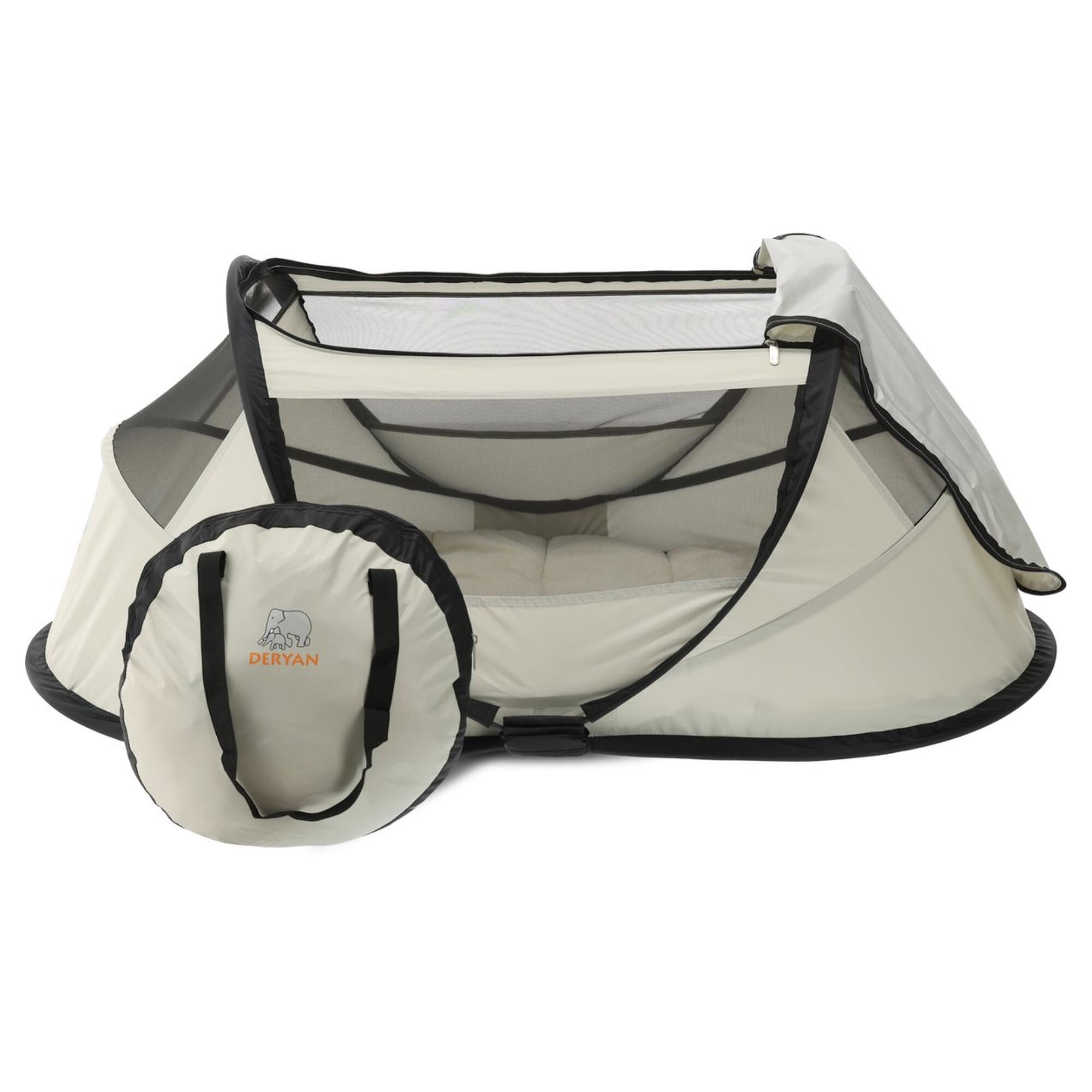 Lit de voyage pop-up Baby Luxe Argent avec moustiquaire UV50 | DERYAN
