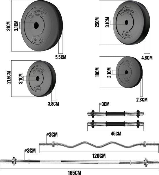 Physionics Halterset - Halter met Gewichten - Dumbbells - 125 kg 5/7