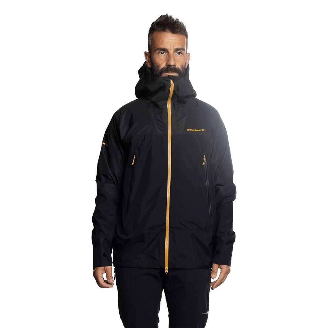 Chaqueta para Hombre Trangoworld Lunkho Negro/Negro/Amarillo Impermeable 3/7