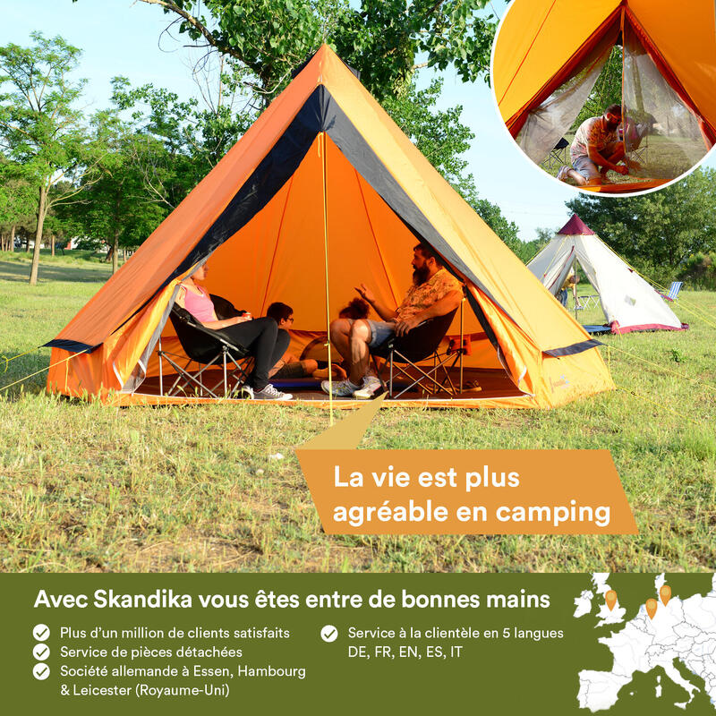 Tente Tipi camping Comanche 400 Protect - 8 personnes - Tapis de sol cousu